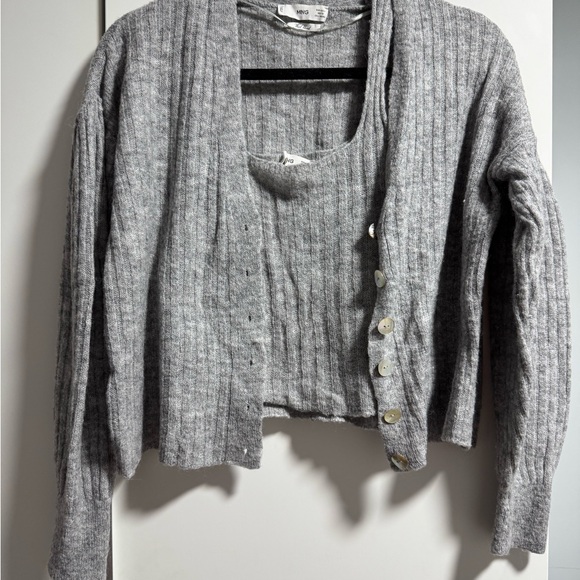 Mango Gray Ribbed Cardigan Sweater - Picture 4 of 4